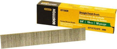 Stanley Bostitch - 18 Gauge 0.05" Shank Diam 3/4" Long Brad Nails for Power Nailers - Steel, Bright Finish, Ring Shank, Straight Stick Adhesive Collation, Brad Head, Chisel Point - Exact Industrial Supply