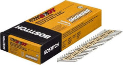 Stanley Bostitch - 10 Gauge 0.148" Shank Diam 1-1/2" Long Metal Connecting Nails for Power Nailers - Steel, Galvanized Finish, Smooth Shank, Angled Stick Paper Tape Collation, Round Head, Diamond Point - Exact Industrial Supply