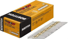 Stanley Bostitch - 10 Gauge 0.148" Shank Diam 2-1/2" Long Metal Connecting Nails for Power Nailers - Steel, Galvanized Finish, Smooth Shank, Angled Stick Paper Tape Collation, Round Head, Diamond Point - Exact Industrial Supply