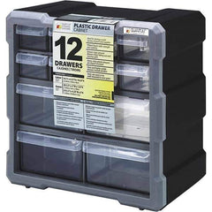 Quantum Storage - 12 Drawer, Small Parts Drawer Cabinet System - 10-1/2" Deep x 6-1/4" Wide x 10-1/4" High - Exact Industrial Supply