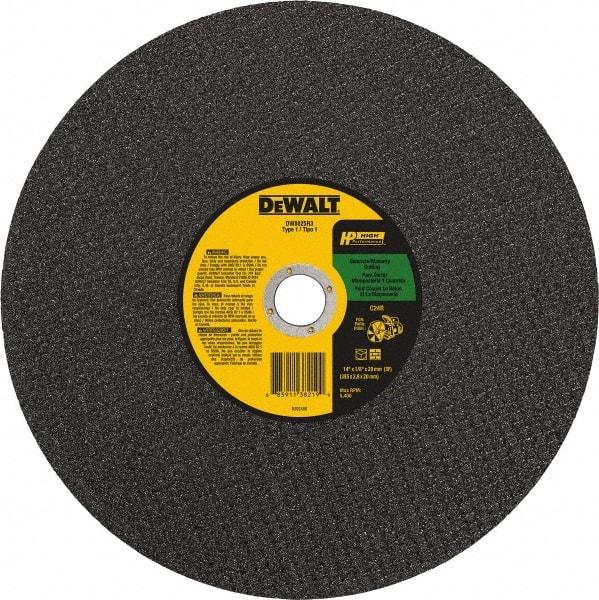 DeWALT - 14" 24 Grit Silicon Carbide Cutoff Wheel - 1/8" Thick, 20mm Arbor, 5,500 Max RPM, Use with Chop Saws - Exact Industrial Supply