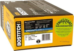 Stanley Bostitch - 13 Gauge 2" Long Siding Nails for Power Nailers - Steel, Galvanized Finish, Smooth Shank, Coil Wire Collation, Round Head, Blunt Diamond Point - Exact Industrial Supply