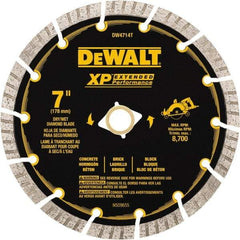 DeWALT - 7" Diam, 5/8" Arbor Hole Diam, 14 Tooth Wet & Dry Cut Saw Blade - Diamond Matrix, Fast Cutting Action, Standard Round Arbor - Exact Industrial Supply