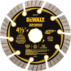 DeWALT - 4-1/2" Diam, 5/8" Arbor Hole Diam, 10 Tooth Wet & Dry Cut Saw Blade - Diamond Matrix, Fast Cutting Action, Standard Round Arbor - Exact Industrial Supply