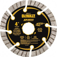 DeWALT - 4" Diam, 7/8" Arbor Hole Diam, 8 Tooth Wet & Dry Cut Saw Blade - Diamond Matrix, Fast Cutting Action, Standard Round Arbor - Exact Industrial Supply