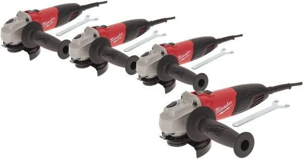 Milwaukee Tool - 4-1/2" Wheel Diam, 11,000 RPM, Corded Angle & Disc Grinder - 5/8-11 Spindle, 120 Volts, 7 Amps, Front Exhaust - Exact Industrial Supply