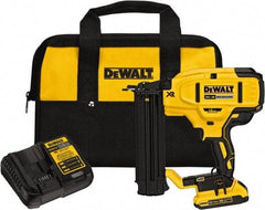DeWALT - Cordless Brad Nailer Kit - 18 Gauge Nail Diam, 5/8 to 2-1/8" Long Nail, Includes DCB203 2Ah Battery, Carry Bag & Charger - Exact Industrial Supply