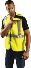 OccuNomix - Size 4XL Flame Resistant/Retardant Yellow Solid Breakaway Vest - 56 to 58" Chest, ANSI 107-2015, ASTM F1506, ATPV=7.1 cal/Sq cm, NFPA 70E/HRC=1, Hook & Loop Closure, Polyester Blend - Exact Industrial Supply