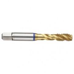 1-8 2B 4-Flute PM Cobalt Blue Ring Semi-Bottoming 40 degree Spiral Flute Tap-TiN - Exact Industrial Supply