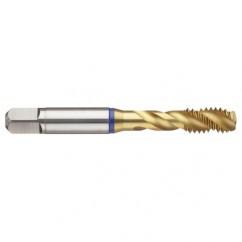 3/8-24 2B 3-Flute PM Cobalt Blue Ring Semi-Bottoming 40 degree Spiral Flute Tap-TiN - Exact Industrial Supply