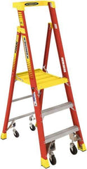 Werner - 2 Steps, 5' High, Type IA Rating, Fiberglass Step Ladder - 300 Lb Capacity, 26-3/8" Base Width - Exact Industrial Supply