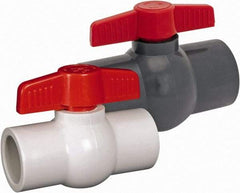 Hayward - 1" Pipe, Full Port, PVC Miniature Ball Valve - Inline - One Way Flow, Socket Ends, Tee Handle, 150 WOG - Exact Industrial Supply