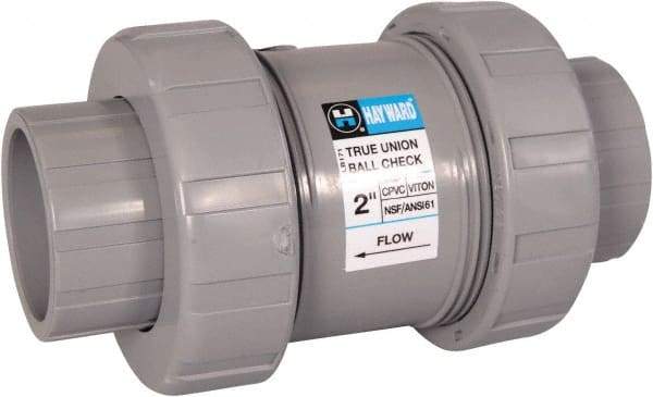 Hayward - 1-1/4" Pipe, PVC True Union Design Ball Valve - Inline - One Way Flow, Socket x Thread Ends, 235 WOG - Exact Industrial Supply