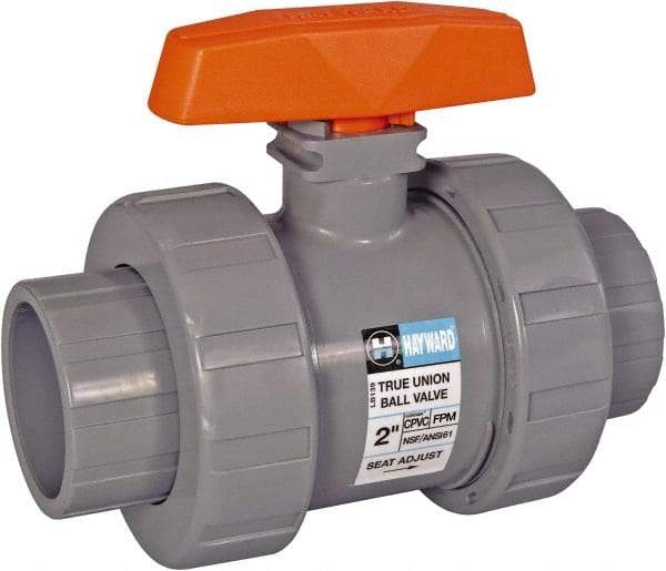 Hayward - 1-1/2" Pipe, Full Port, CPVC Full Port Ball Valve - Bi-Directional, Socket x Thread Ends, Tee Handle, 250 WOG - Exact Industrial Supply