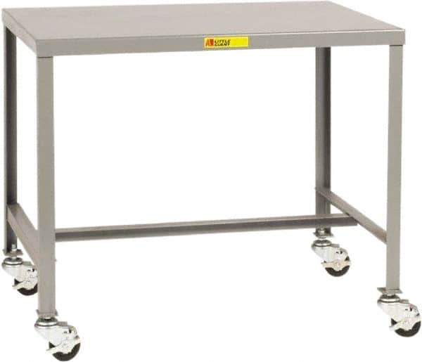 Little Giant - 36 Wide x 24" Deep x 18" High, Steel Heavy-Duty Machine Table - Fixed Legs, Gray - Exact Industrial Supply