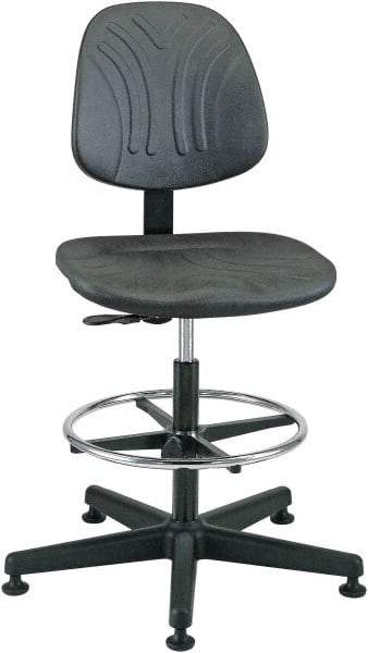 Bevco - 19 to 26-1/2" High Pneumatic Height Adjustable Chair - 27" Wide x 27" Deep, Polyurethane Seat, Black - Exact Industrial Supply