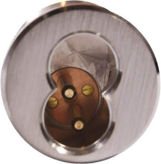 Arrow Lock - 6, 7 Piece Less Cylinder - SFIC Small Format IC Cylinder - Satin Chrome Coated, Brass - Exact Industrial Supply