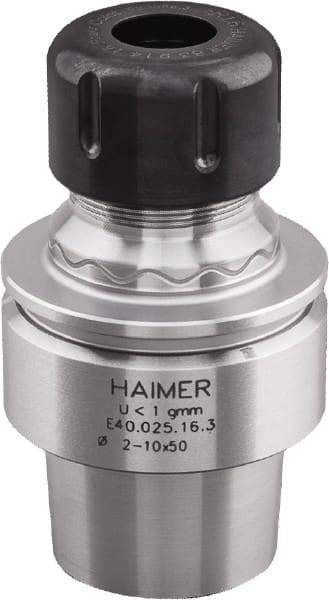 HAIMER - 1/8" to 3/8" Capacity, 2.36" Projection, HSK50E Hollow Taper, ER16 Collet Chuck - 0.0001" TIR, Through-Spindle & DIN Flange Coolant - Exact Industrial Supply