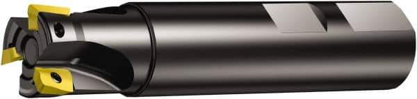 Sandvik Coromant - 1" Cut Diam, 10.01mm Max Depth of Cut, 1" Shank Diam, 3.751" OAL, Indexable Square Shoulder End Mill - Multiple Insert Styles, Weldon Shank, 90° Lead Angle, Through Coolant, Series CoroMill 390 - Exact Industrial Supply