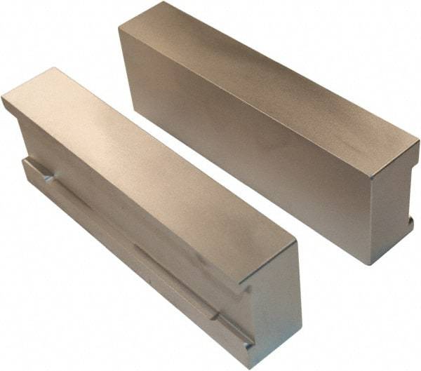Jet Machining - 6" Wide x 2" High x 1-1/8" Thick, Flat/No Step Vise Jaw - Soft, Aluminum, Moveable Jaw, Compatible with 6" Vises - Exact Industrial Supply