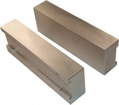 Jet Machining - 6" Wide x 2" High x 1-1/8" Thick, Flat/No Step Vise Jaw - Soft, Aluminum, Moveable Jaw, Compatible with 6" Vises - Exact Industrial Supply