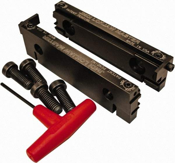 Jet Machining - 6" Wide x 1.71" High x 5/8" Thick, Flat/No Step Vise Jaw - Semi-Hard, Alloy Steel, Fixed Jaw, Compatible with 6" Vises - Exact Industrial Supply