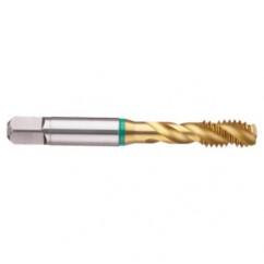 1-1/2-6 2B 6-Flute Cobalt Green Ring Semi-Bottoming 40 degree Spiral Flute Tap-TiN - Exact Industrial Supply