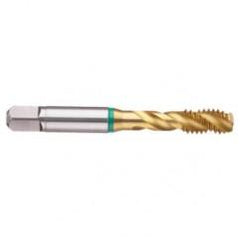 1-1/8-7 2B 4-Flute Cobalt Green Ring Semi-Bottoming 40 degree Spiral Flute Tap-TiN - Exact Industrial Supply
