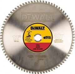 DeWALT - 12" Diam, 1" Arbor Hole Diam, 80 Tooth Wet & Dry Cut Saw Blade - Steel, Crosscutting Action, Standard Round Arbor - Exact Industrial Supply