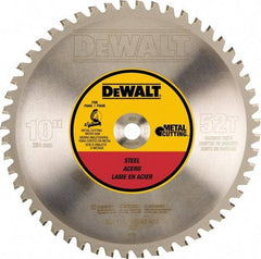 DeWALT - 10" Diam, 5/8" Arbor Hole Diam, 52 Tooth Wet & Dry Cut Saw Blade - Steel, Crosscutting Action, Standard Round Arbor - Exact Industrial Supply