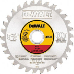 DeWALT - 5-3/8" Diam, 25/32" Arbor Hole Diam, 30 Tooth Wet & Dry Cut Saw Blade - Steel, Crosscutting Action, Standard Round Arbor - Exact Industrial Supply