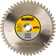 DeWALT - 7-1/4" Diam, 5/8" Arbor Hole Diam, 48 Tooth Wet & Dry Cut Saw Blade - Steel, Crosscutting Action, Standard Round Arbor - Exact Industrial Supply