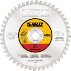 DeWALT - 6-1/2" Diam, 5/8" Arbor Hole Diam, 48 Tooth Wet & Dry Cut Saw Blade - Steel, Crosscutting Action, Standard Round Arbor - Exact Industrial Supply