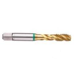 12-28 2B 3-Flute Cobalt Green Ring Semi-Bottoming 40 degree Spiral Flute Tap-TiN - Exact Industrial Supply