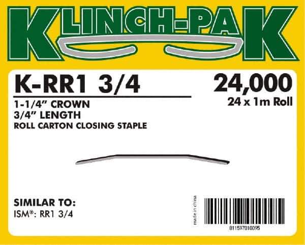 Klinch-Pak - 3/4" Long x 1-1/4" Wide, 0 Gauge Wide Crown Construction Staple - Steel, Copper Finish, Chisel Point - Exact Industrial Supply