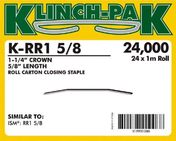 Klinch-Pak - 5/8" Long x 1-1/4" Wide, 0 Gauge Wide Crown Construction Staple - Steel, Copper Finish, Chisel Point - Exact Industrial Supply