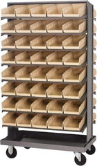Quantum Storage - 80 Bin Sloping Shelf - 36 Inch Overall Width x 24 Inch Overall Depth x 66 Inch Overall Height, Ivory Polypropylene Bins - Exact Industrial Supply