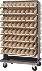 Quantum Storage - 128 Bin Sloping Shelf - 36 Inch Overall Width x 24 Inch Overall Depth x 66 Inch Overall Height, Ivory Polypropylene Bins - Exact Industrial Supply