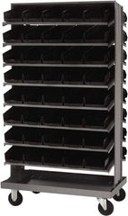 Quantum Storage - 80 Bin Sloping Shelf - 36 Inch Overall Width x 24 Inch Overall Depth x 66 Inch Overall Height, Black Polypropylene Bins - Exact Industrial Supply