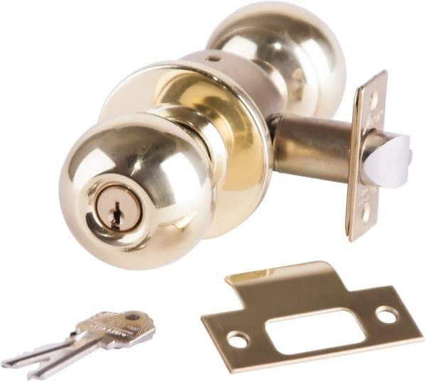 Arrow Lock - Entrance Lever Lockset - 2-3/4" Back Set, Steel, Bright Brass Finish - Exact Industrial Supply