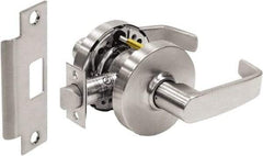 Sargent - Passage Lever Lockset - 2-3/4" Back Set, Steel, Brushed Chrome Finish - Exact Industrial Supply