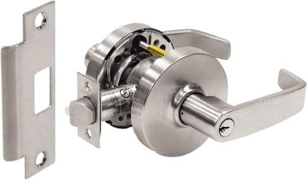 Sargent - Storeroom Lever Lockset - 2-3/4" Back Set, Steel, Brushed Chrome Finish - Exact Industrial Supply