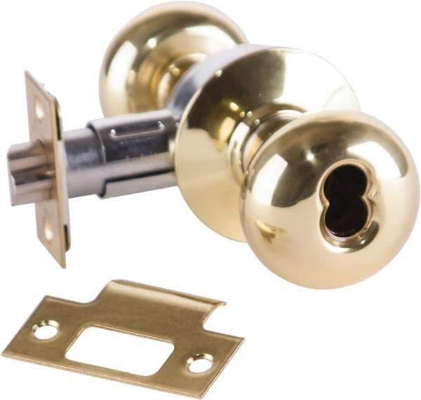 Arrow Lock - Entrance Lever Lockset - 2-3/4" Back Set, Steel, Bright Brass Finish - Exact Industrial Supply