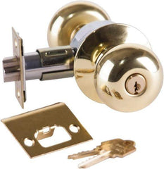 Arrow Lock - Entrance Lever Lockset - 2-3/4" Back Set, Steel, Bright Brass Finish - Exact Industrial Supply