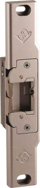 Adams Rite - 3.38" Long x 1" Wide, Clear Anodized Finish, Electric Door Strike - Field Selectable 12, 16, or 24 VAC/DC, AC/DC Power, Zinc Alloy - Exact Industrial Supply