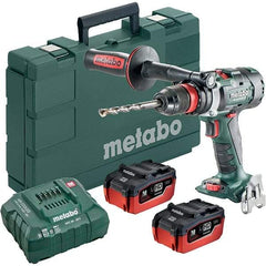 Metabo - 18 Volt 1/2" Chuck Pistol Grip Handle Cordless Drill - 0-500 & 0-2050 & 3800 RPM, Keyless Chuck, Reversible, 2 Lithium-Ion Batteries Included - Exact Industrial Supply