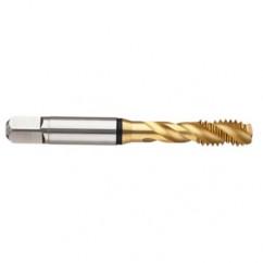 M8x1.25 6H 2-Flute Cobalt Black Ring Semi-Bottoming 45 degree Spiral Flute Tap-TiN - Exact Industrial Supply