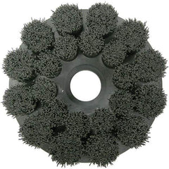 Weiler - 6" 120 Grit Ceramic Crimped Disc Brush - Fine Grade, Drive Arbor Connector, 1-1/2" Trim Length, 1-1/4" Arbor Hole - Exact Industrial Supply