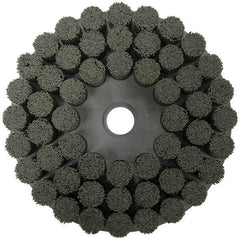 Weiler - 10" 120 Grit Ceramic Crimped Disc Brush - Fine Grade, Drive Arbor Connector, 1-1/2" Trim Length, 1-1/4" Arbor Hole - Exact Industrial Supply