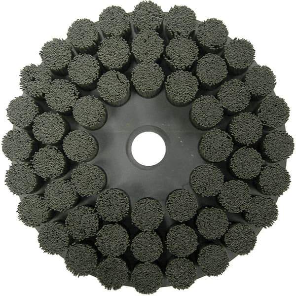 Weiler - 10" 80 Grit Ceramic Crimped Disc Brush - Fine Grade, Drive Arbor Connector, 1-1/2" Trim Length, 1-1/4" Arbor Hole - Exact Industrial Supply